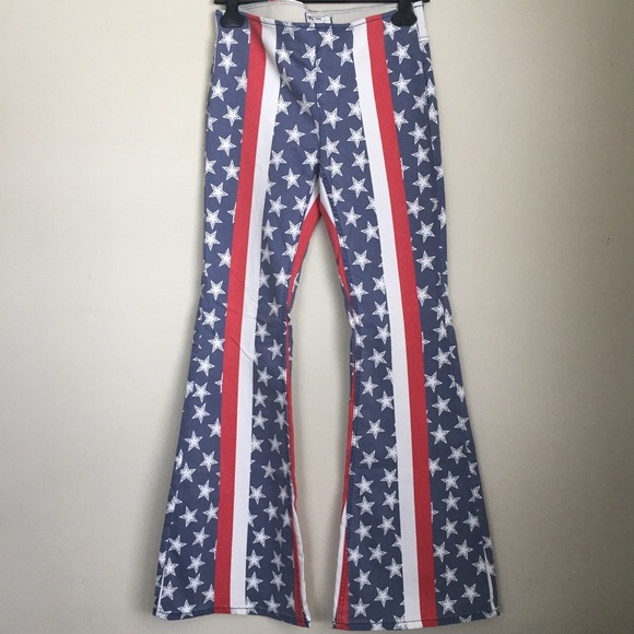 American flag striped bell bottom pants